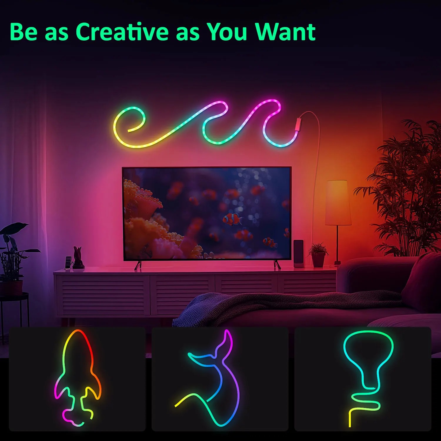 5 Meter/16 feet RGB Neon Light with App & Remote Control Magic RGB Neon Strip Light(havy duty) - Image 3