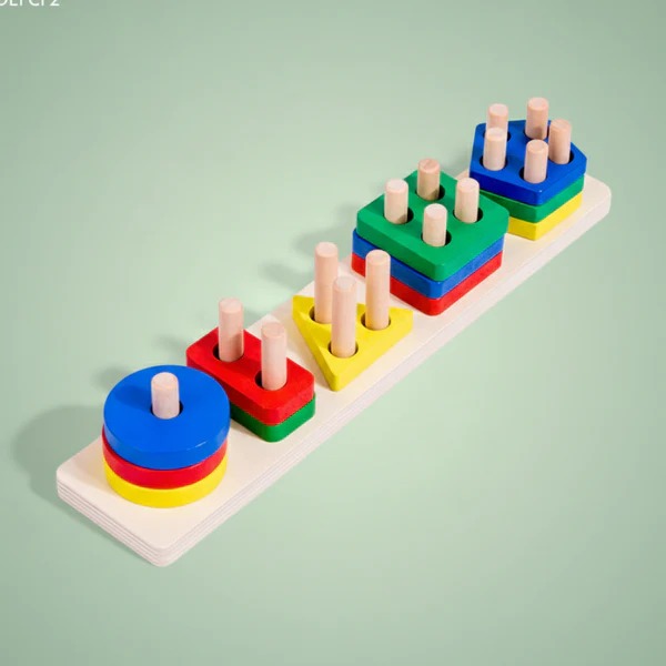5 Column Shape Sorter and Stacking Puzzle - Image 3